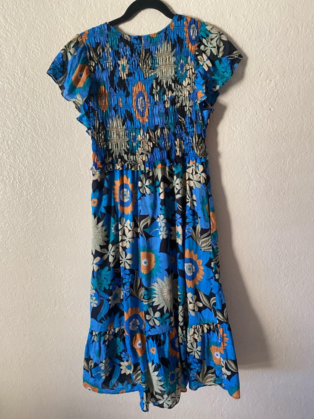 Rails 100% Cotton Clementine Midi Dress Size L Azul Wildflower Floral Blue - Picture 8 of 9